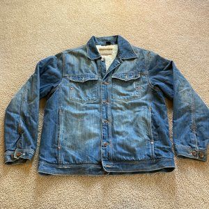 Oakley Denim Jean Jacket Mens Medium M Trucker Blue Sherpa Lined Long Sleeve